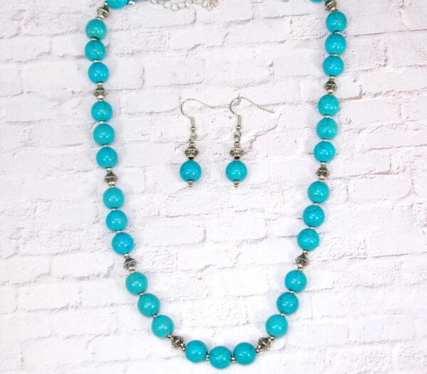 TURQUOISE STONE NECKLACE AND EARRING SET - Image 6