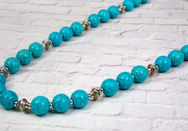 TURQUOISE STONE NECKLACE AND EARRING SET - Image 2