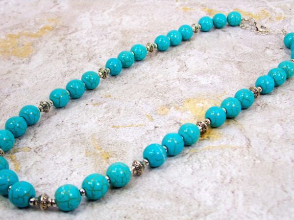 TURQUOISE STONE NECKLACE AND EARRING SET - Image 5