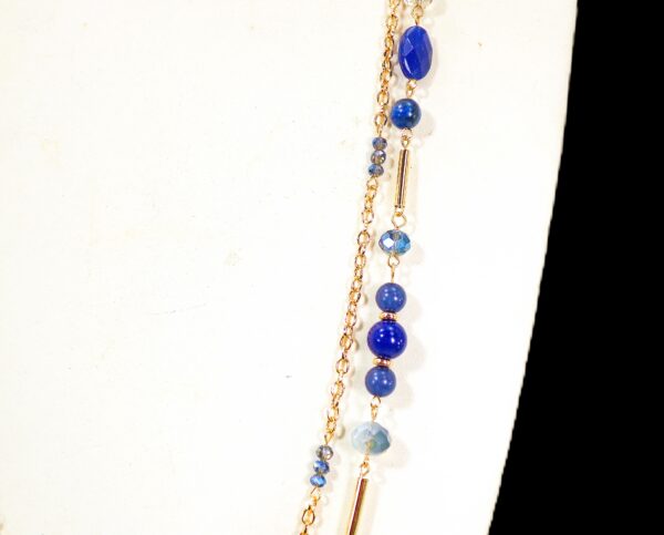 BLUE AND GOLD DOUBLE ROW NECKLACE - Image 7