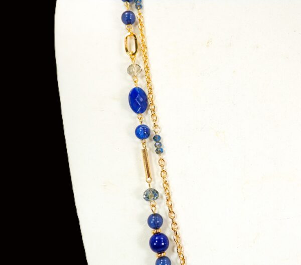 BLUE AND GOLD DOUBLE ROW NECKLACE - Image 8