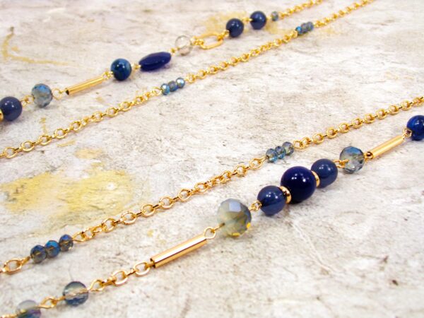 BLUE AND GOLD DOUBLE ROW NECKLACE - Image 2