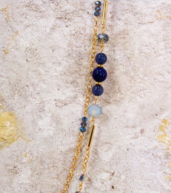 BLUE AND GOLD DOUBLE ROW NECKLACE - Image 10