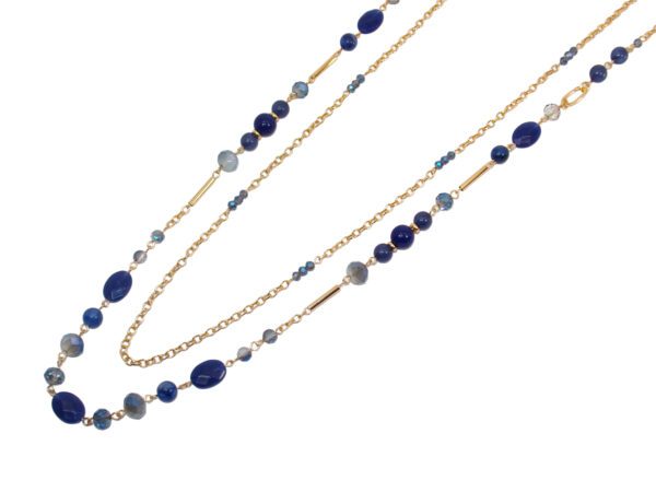 BLUE AND GOLD DOUBLE ROW NECKLACE