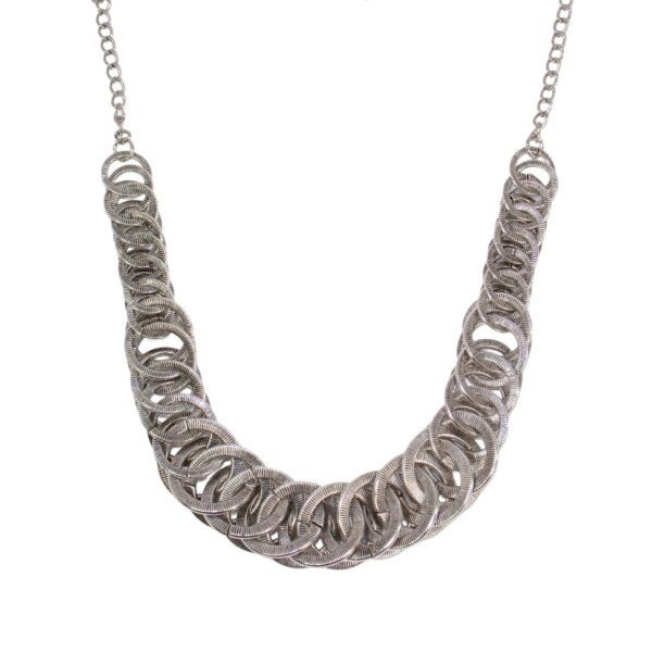 SILVER TEXTURED LINK NECKLACE