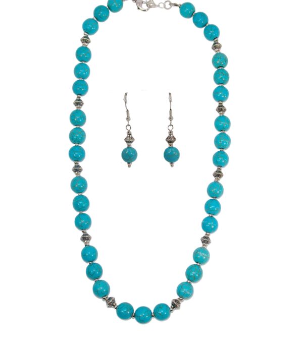 TURQUOISE STONE NECKLACE AND EARRING SET