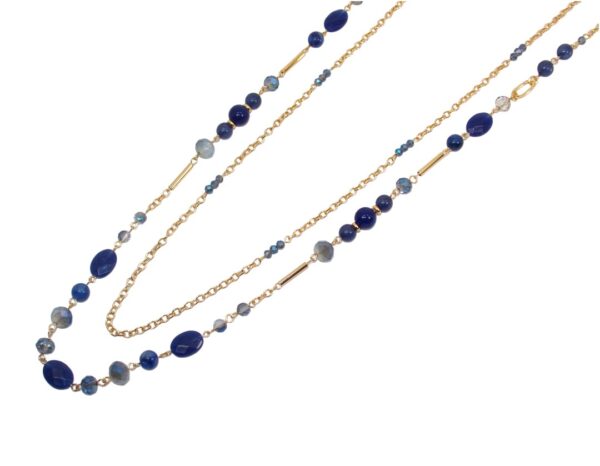 BLUE AND GOLD DOUBLE ROW NECKLACE - Image 12