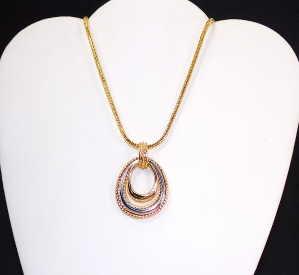 LARGE SILVER AND GOLD COLOR PENDANT NECKLACE - Image 3