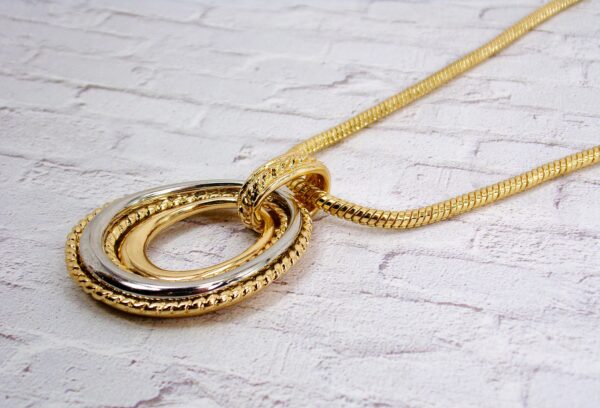 LARGE SILVER AND GOLD COLOR PENDANT NECKLACE - Image 2