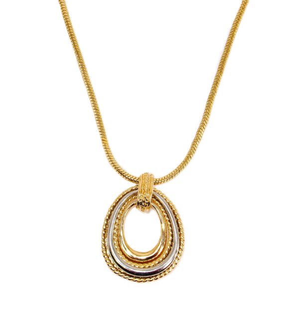 LARGE SILVER AND GOLD COLOR PENDANT NECKLACE