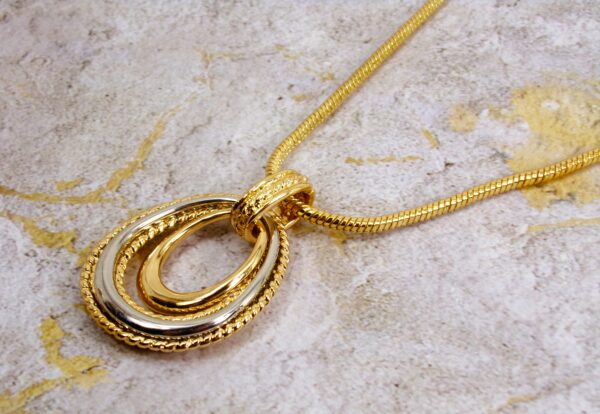 LARGE SILVER AND GOLD COLOR PENDANT NECKLACE - Image 7