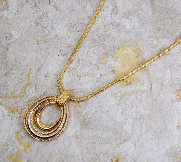 LARGE SILVER AND GOLD COLOR PENDANT NECKLACE - Image 8