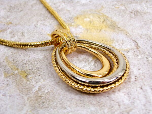 LARGE SILVER AND GOLD COLOR PENDANT NECKLACE - Image 6