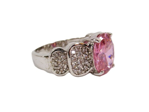 PINK OVAL CUBIC ZIRCONIA STONE RING SIZE 8 - Image 3