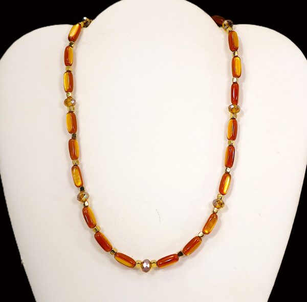 BROWN BEAD NECKLACE AND EARRING SET - Image 3