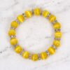 BRIGHT YELLOW CAT EYE STONE BRACELET WITH CRYSTALS - Image 2
