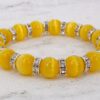 BRIGHT YELLOW CAT EYE STONE BRACELET WITH CRYSTALS - Image 3