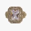RECTANGLE CLEAR CUBIC ZIRCONIA STONE RING SIZE 8