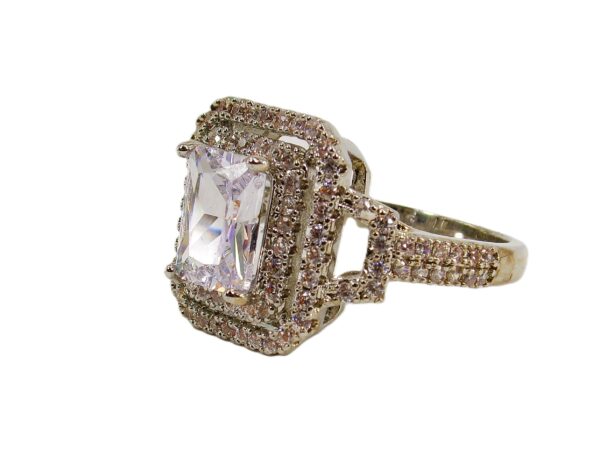 RECTANGLE CLEAR CUBIC ZIRCONIA STONE RING SIZE 8 - Image 2