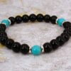 BLACK AND TURQUOISE STONE BEAD BRACELET - Image 3