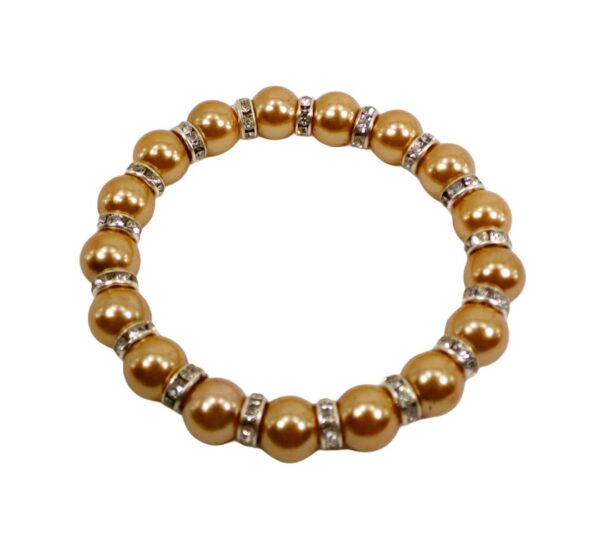 BEIGE PEARL AND CRYSTAL STRETCH BRACELET