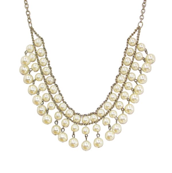 WHITE PEARL FRINGE BEADED NECKLACE