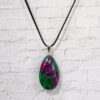 RUBY IN ZOISITE TEARDROP STONE PENDANT NECKLACE - Image 11