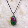 RUBY IN ZOISITE TEARDROP STONE PENDANT NECKLACE - Image 12