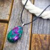 RUBY IN ZOISITE TEARDROP STONE PENDANT NECKLACE - Image 2