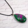 RUBY IN ZOISITE TEARDROP STONE PENDANT NECKLACE - Image 4
