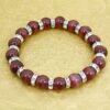 PURPLE CAT EYE STONE BEAD BRACELET WITH CRYSTALS - Image 2