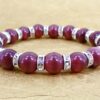 PURPLE CAT EYE STONE BEAD BRACELET WITH CRYSTALS - Image 4