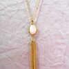 WHITE STONE PENDANT NECKLACE WITH TASSEL CHAIN - Image 6