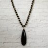 BLACK AGATE STONE PENDANT ON A BLACK GLASS BEAD NECKLACE - Image 4