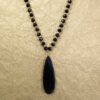 BLACK AGATE STONE PENDANT ON A BLACK GLASS BEAD NECKLACE - Image 9