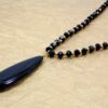 BLACK AGATE STONE PENDANT ON A BLACK GLASS BEAD NECKLACE - Image 2