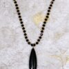 BLACK AGATE STONE PENDANT ON A BLACK GLASS BEAD NECKLACE - Image 8