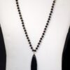 BLACK AGATE STONE PENDANT ON A BLACK GLASS BEAD NECKLACE - Image 7