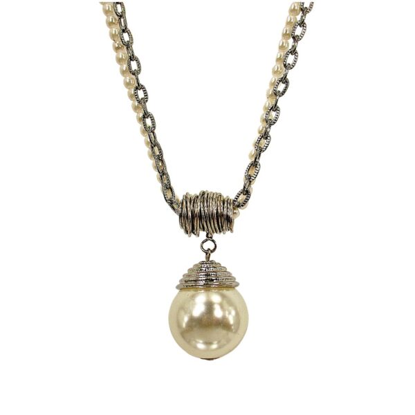 LARGE WHITE PEARL PENDANT NECKLACE