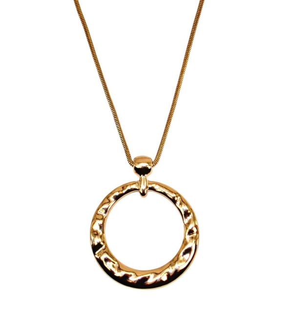 LARGE ROUND GOLD PENDANT NECKLACE