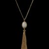 WHITE STONE PENDANT NECKLACE WITH TASSEL CHAIN - Image 5