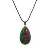 RUBY IN ZOISITE TEARDROP STONE PENDANT NECKLACE