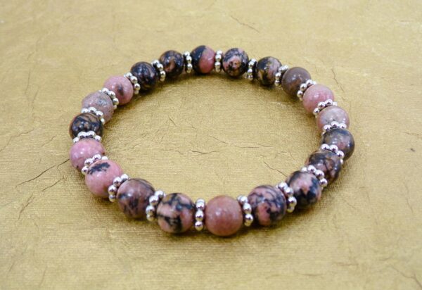 PINK RHODONITE STONE STRETCH BRACELET - Image 3