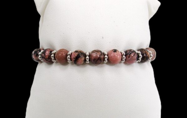 PINK RHODONITE STONE STRETCH BRACELET - Image 5