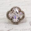 LARGE CLEAR CLOVER SHAPE CUBIC ZIRCONIA STONE RING - SIZE 7 - Image 7