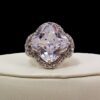 LARGE CLEAR CLOVER SHAPE CUBIC ZIRCONIA STONE RING - SIZE 7 - Image 9