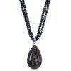 SPARKLING BLUE GOLDSTONE PENDANT AND GLASS BEAD NECKLACE