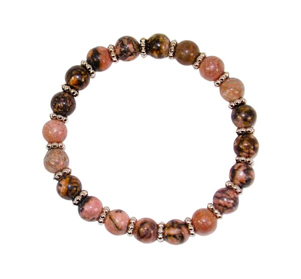 PINK RHODONITE STONE STRETCH BRACELET