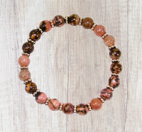 PINK RHODONITE STONE STRETCH BRACELET - Image 6