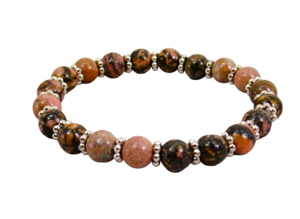 PINK RHODONITE STONE STRETCH BRACELET - Image 4